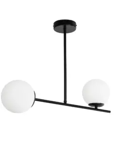 GLOBOSTAR® GLOBUS 201-0118 Μοντέρνο Φωτιστικό Οροφής με Ντουί 2 x E27 AC 220-240V IP20 - Λευκό & Μαύρο - Μ65 x Π15 x Υ23cm