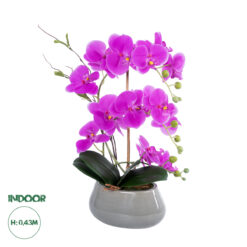 GloboStar® Artificial Garden HOT PINK ORCHID 21119 Διακοσμητικό Φυτό Έντονο Ροζ Ορχιδέα Υ43cm