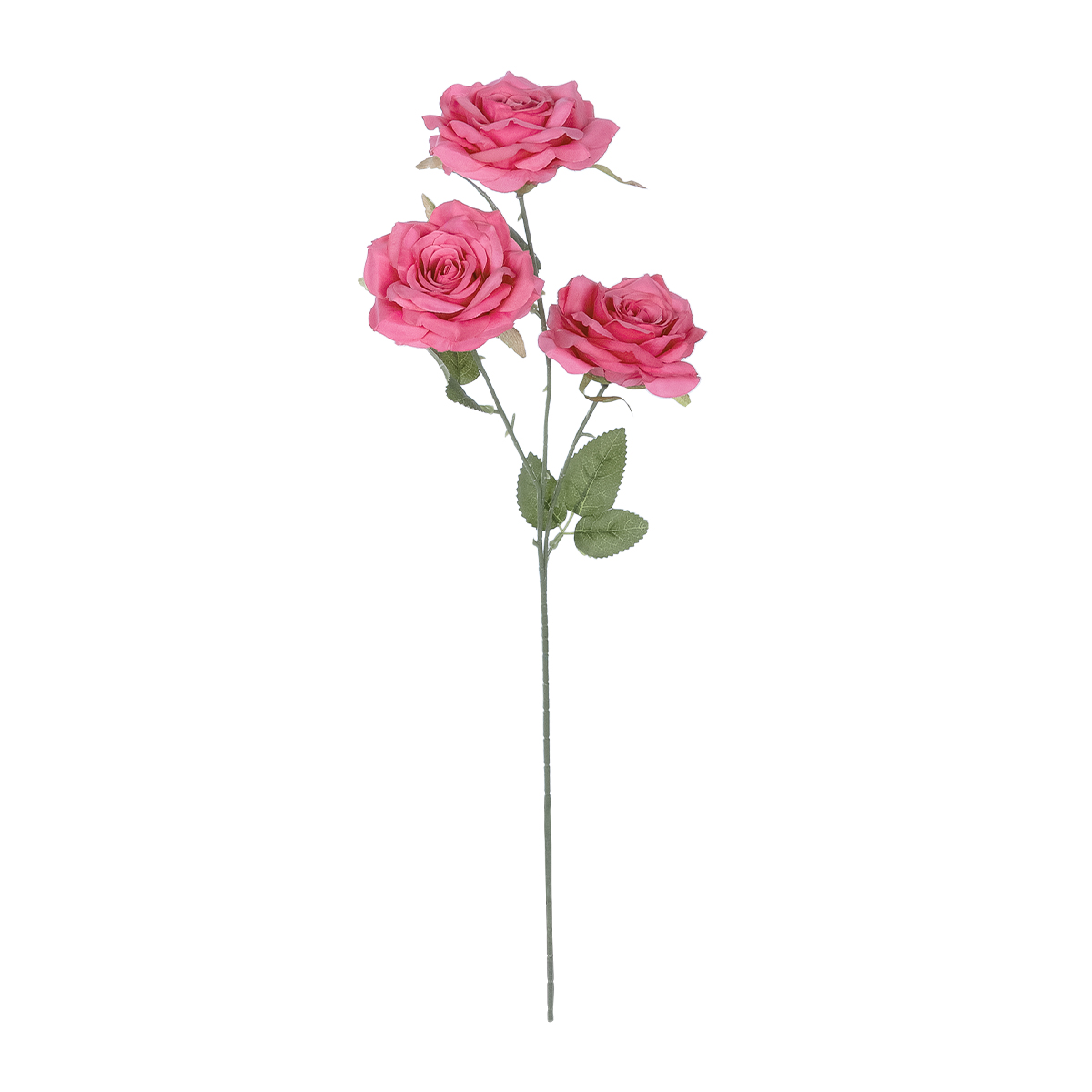 GloboStar® Artificial Garden HOT PINK ROSE BRANCH 21135 Τεχνητό Διακοσμητικό Κλαδί Τριαντάφυλλο Έντονο Ροζ Y66cm - Image 2