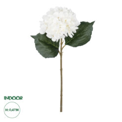 GloboStar® Artificial Garden WHITE HYDRANGEA BRANCH 21173 Τεχνητό Διακοσμητικό Κλαδί Ορτανσίας Λευκό Y47cm