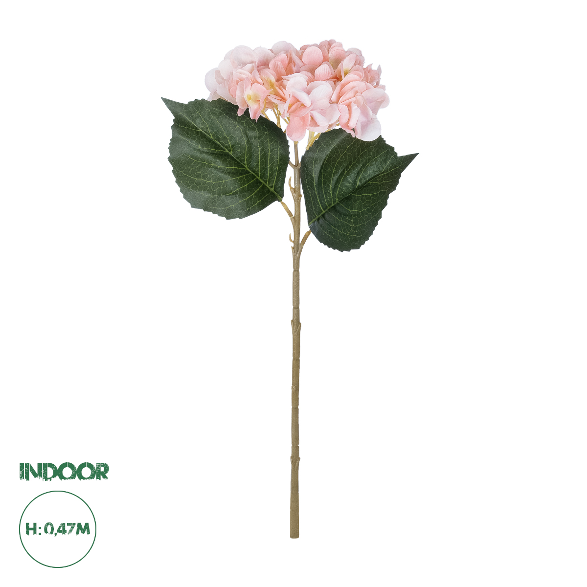 GloboStar® Artificial Garden SALMON HYDRANGEA BRANCH 21175 Τεχνητό Διακοσμητικό Κλαδί Ορτανσίας Σαμπανιζέ Y47cm