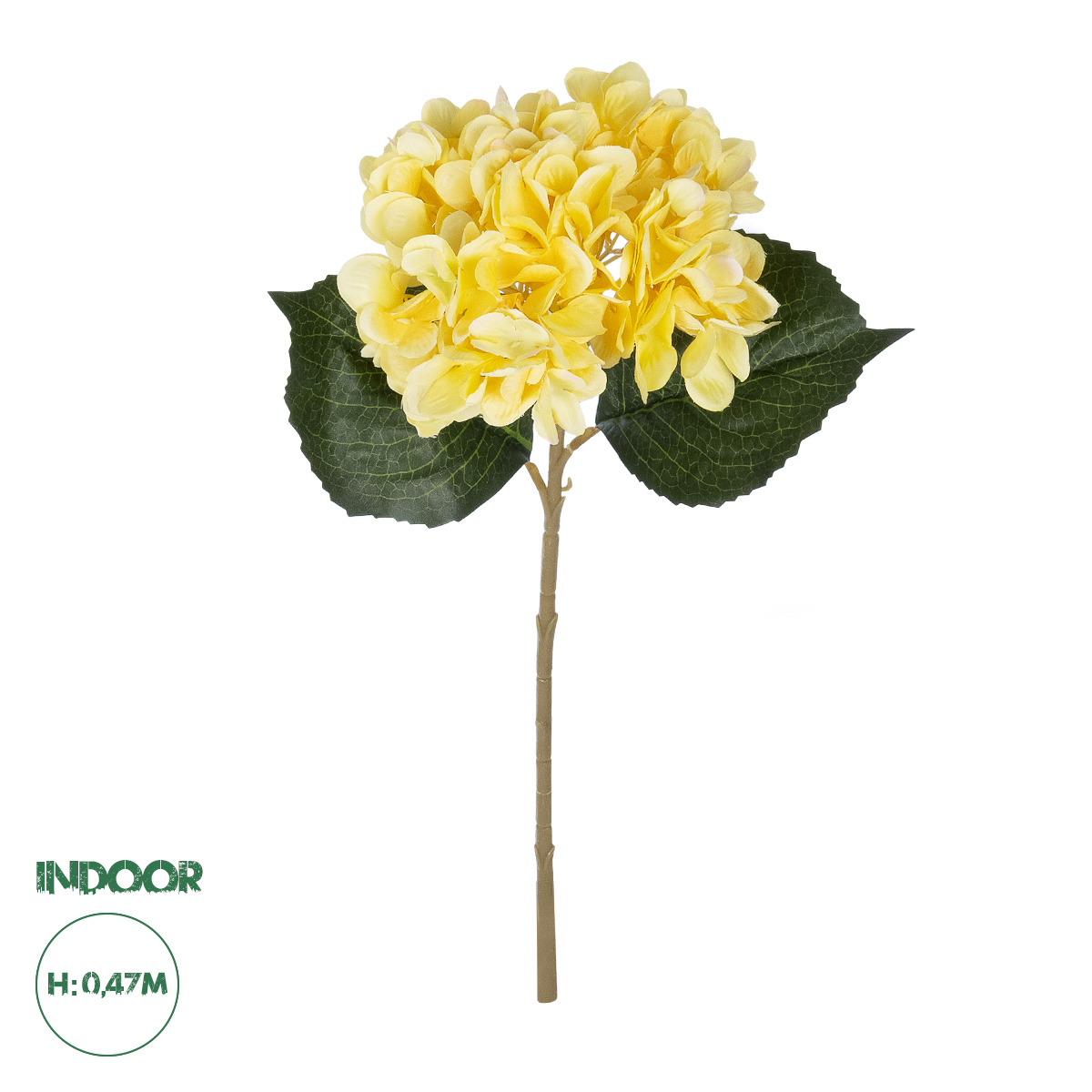 GloboStar® Artificial Garden YELLOW HYDRANGEA BRANCH 21176 Τεχνητό Διακοσμητικό Κλαδί Ορτανσίας Κίτρινης Y47cm