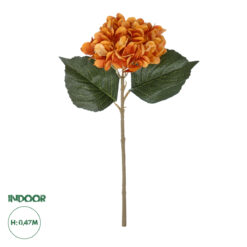 GloboStar® Artificial Garden ORANGE HYDRANGEA BRANCH 21179 Τεχνητό Διακοσμητικό Κλαδί Ορτανσίας Πορτοκαλί Y47cm