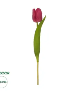 GloboStar® Artificial Garden HOT PINK TULIP BRANCH 21201 Τεχνητό Διακοσμητικό Κλαδί Έντονο Ροζ Τουλίπα Y37cm