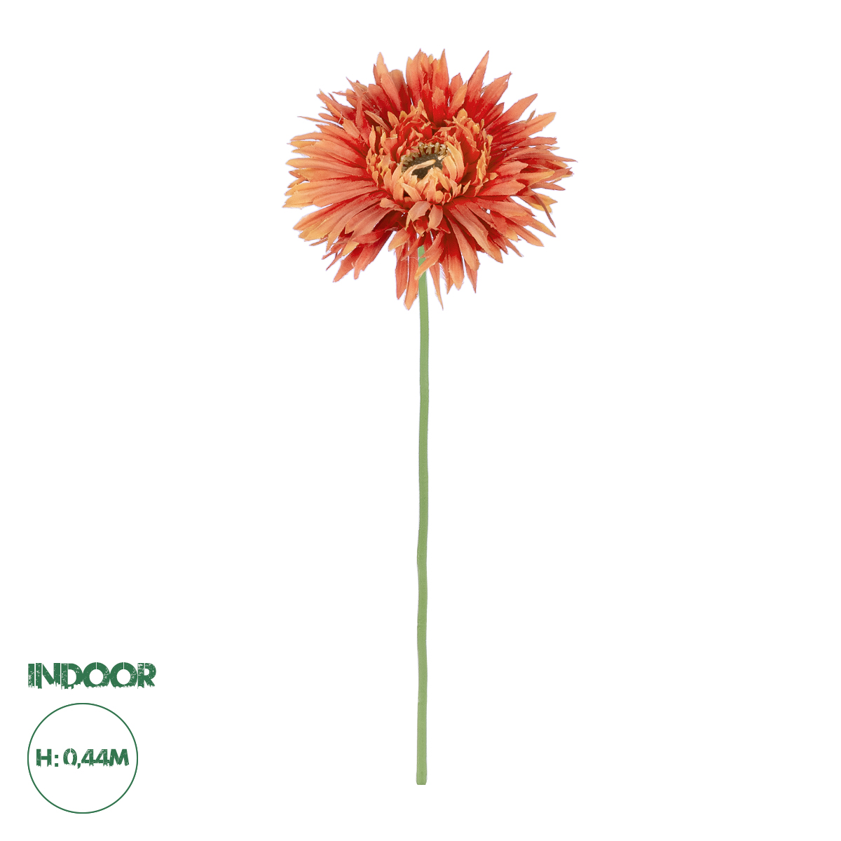 GloboStar® Artificial Garden ORANGE ROSE BRANCH 21206 Τεχνητό Διακοσμητικό Κλαδί Ζέρμπερας Πορτοκαλί Y44cm