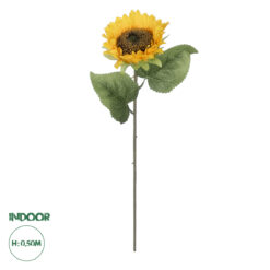 GloboStar® Artificial Garden YELLOW SUNFLOWER BRANCH 21212 Τεχνητό Διακοσμητικό Κλαδί Ηλιοτρόπιο Κίτρινο Y50cm