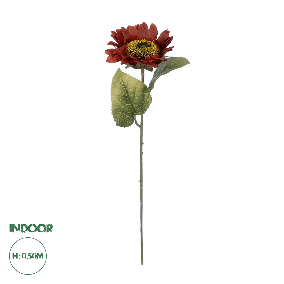 GloboStar® Artificial Garden RED SUNFLOWER BRANCH 21214 Τεχνητό Διακοσμητικό Κλαδί Ηλιοτρόπιο Κόκκινο Y50cm
