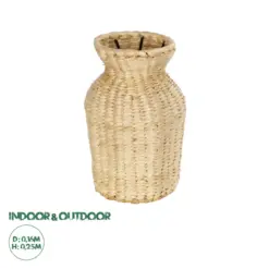 GloboStar® Artificial Garden HAVANA 21222 Διακοσμητικό Πλεκτό Καλάθι - Κασπώ Γλάστρα - Flower Pot Μπεζ Μ16 x Π16 x Υ25cm
