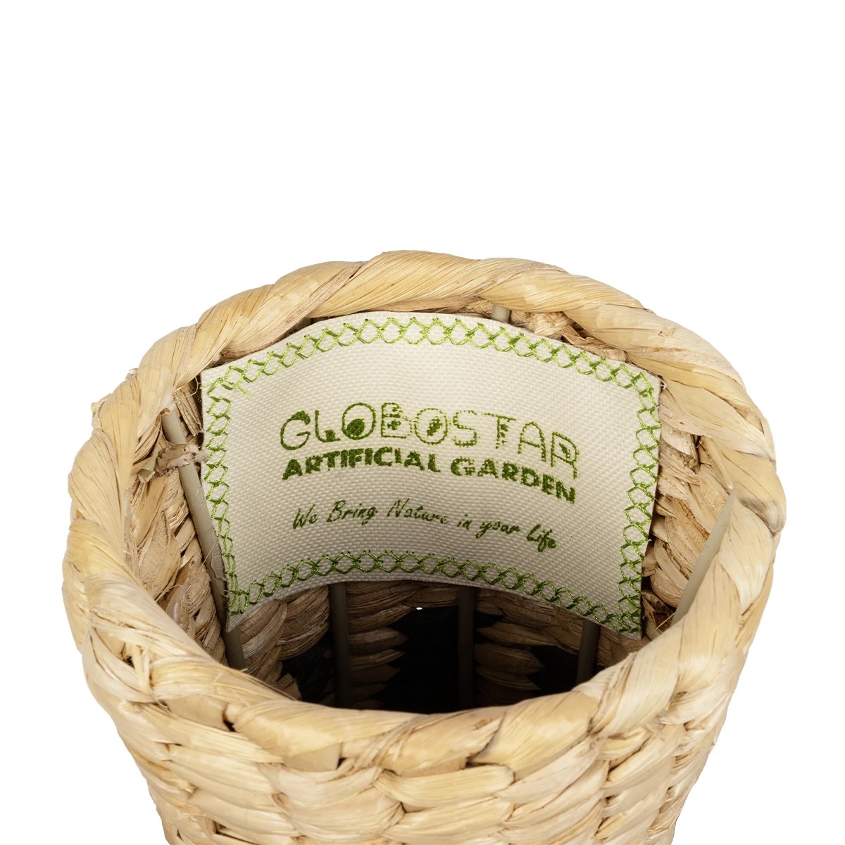 GloboStar® Artificial Garden HAVANA 21230 Διακοσμητικό Πλεκτό Καλάθι - Κασπώ Γλάστρα - Flower Pot Μπεζ με Μαύρο Π25 x M25 x Υ57cm - Image 6