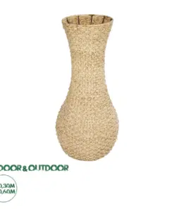 GloboStar® Artificial Garden SANDIAGO 21233 Διακοσμητικό Πλεκτό Καλάθι - Κασπώ Γλάστρα - Flower Pot Μπεζ Π30 x M30 x Υ60cm