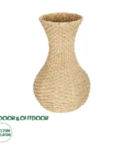 GloboStar® Artificial Garden SANDIAGO 21234 Διακοσμητικό Πλεκτό Καλάθι - Κασπώ Γλάστρα - Flower Pot Μπεζ Π25 x M25 x x Υ40cm