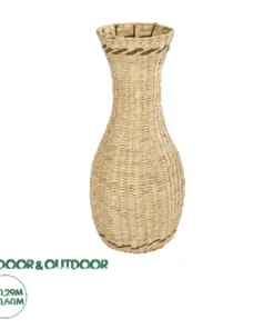 GloboStar® Artificial Garden MONACO 21235 Διακοσμητικό Πλεκτό Καλάθι - Κασπώ Γλάστρα - Flower Pot Μπεζ Φ29cm x Υ60cm