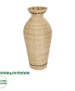 GloboStar® Artificial Garden MONTPELLIER 21237 Διακοσμητικό Πλεκτό Καλάθι - Κασπώ Γλάστρα - Flower Pot Μπεζ με Καφέ Π28 x M28 x Υ60cm