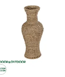 GloboStar® Artificial Garden TEXAS 21238 Διακοσμητικό Πλεκτό Καλάθι - Κασπώ Γλάστρα - Flower Pot Μπεζ Μ20 x Π20 x Υ43cm