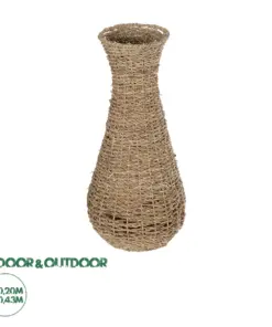 GloboStar® Artificial Garden CALIFORNIA 21239 Διακοσμητικό Πλεκτό Καλάθι - Κασπώ Γλάστρα - Flower Pot Μπεζ Μ20 x Π20 x Υ43cm