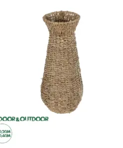 GloboStar® Artificial Garden PANAMA 21241 Διακοσμητικό Πλεκτό Καλάθι - Κασπώ Γλάστρα - Flower Pot Μπεζ Μ20 x Π20 x Υ40cm