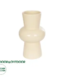 GloboStar® Artificial Garden DESERT 21258 Διακοσμητικό Κεραμικό Βάζo Μπεζ Π14 x Μ14 x Υ25 cm