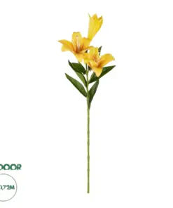 GloboStar® Artificial Garden YELLOW LILY BRANCH 21311 Τεχνητό Διακοσμητικό Κλαδί Κίτρινο Κρίνο Y72cm