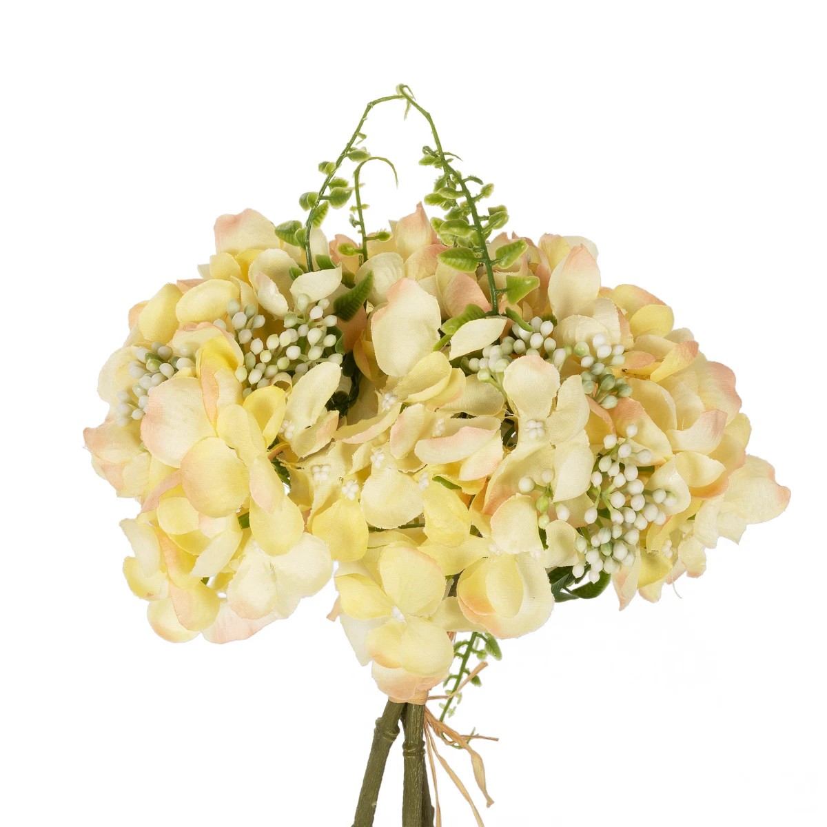 GloboStar® Artificial Garden YELLOW HYDRANGEA BOUQUET 21315 Τεχνητό Διακοσμητικό Μπουκέτο Κίτρινη Ορτανσία Y33cm - Image 3