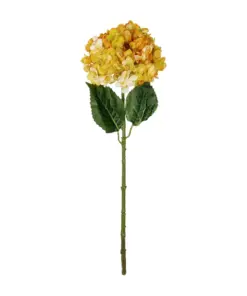 Alternative view of GloboStar® Artificial Garden YELLOW HYDRANGEA BRANCH 21317 Τεχνητό Διακοσμητικό Κλαδί Κίτρινη Ορτανσία Y65cm