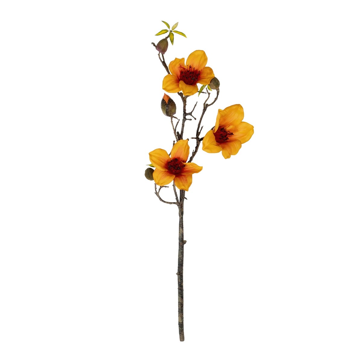 GloboStar® Artificial Garden ORANGE KAPOK BRANCH 21331 Τεχνητό Διακοσμητικό Κλαδί Πορτοκαλί Καποκ Y92cm - Image 2