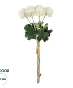 GloboStar® Artificial Garden WHITE ONIONBALL BOUQET 21371 Τεχνητό Διακοσμητικό OnionBall Μπουκέτο Y39cm
