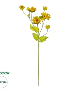 GloboStar® Artificial Garden YELLOW SUNFLOWER BRANCH 21379 Τεχνητό Διακοσμητικό Κλαδί Ηλιοτρόπιο Κίτρινο Y72cm