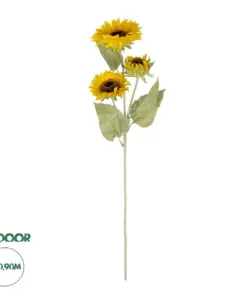 GloboStar® Artificial Garden YELLOW SUNFLOWER BRANCH 21380 Τεχνητό Διακοσμητικό Κλαδί Ηλιοτρόπιο Κίτρινο Y90cm