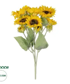 GloboStar® Artificial Garden YELLOW SUNFLOWER BRANCH 21382 Τεχνητό Διακοσμητικό Κλαδί Ηλιοτρόπιο Κίτρινο Y55cm