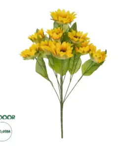 GloboStar® Artificial Garden YELLOW SUNFLOWER BRANCH 21383 Τεχνητό Διακοσμητικό Κλαδί Ηλιοτρόπιο Κίτρινο Y49cm