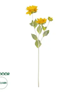 GloboStar® Artificial Garden YELLOW SUNFLOWER BRANCH 21384 Τεχνητό Διακοσμητικό Κλαδί Ηλιοτρόπιο Κίτρινο Y64cm