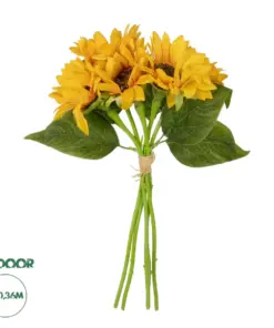 GloboStar® Artificial Garden YELLOW SUNFLOWER BRANCH 21385 Τεχνητό Διακοσμητικό Μπουκέτο Ηλιοτρόπιο Κίτρινο Y36cm