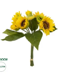 GloboStar® Artificial Garden YELLOW SUNFLOWER BRANCH 21386 Τεχνητό Διακοσμητικό Μπουκέτο Ηλιοτρόπιο Κίτρινο Y37cm