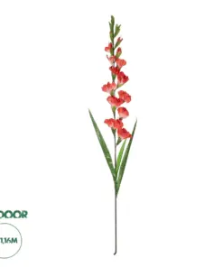 GloboStar® Artificial Garden RED GLADIOLUS FLOWER BRANCH 21396 Τεχνητό Διακοσμητικό Κλαδί Γλαδιόλα Y116cm