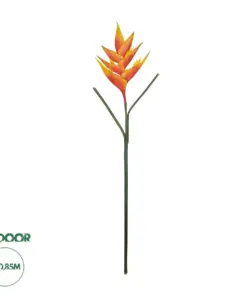 GloboStar® Artificial Garden ORANGE PEACOCK BRANCH 21397 Τεχνητό Διακοσμητικό Κλαδί Πορτοκαλί πουλί του παραδείσου Y85cm