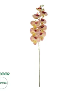 GloboStar® Artificial Garden PING SALMON ORCHID BRANCH 21405 Τεχνητό Διακοσμητικό Κλαδί Ροζ Ορχιδέα Y95cm