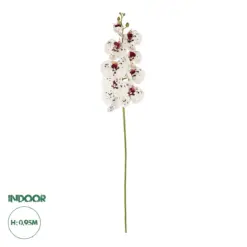 GloboStar® Artificial Garden WHITE ORCHID BRANCH 21406 Τεχνητό Διακοσμητικό Κλαδί Λευκή Ορχιδέα Y95cm