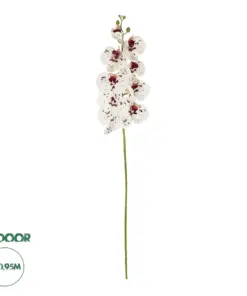 GloboStar® Artificial Garden WHITE ORCHID BRANCH 21406 Τεχνητό Διακοσμητικό Κλαδί Λευκή Ορχιδέα Y95cm