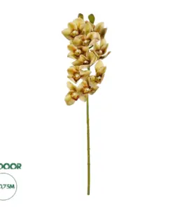 GloboStar® Artificial Garden CHAMPAGNE CYMBIDIUM BRANCH 21408 Τεχνητό Διακοσμητικό Κλαδί Σαμπανί Κυμβίδιο Y75cm