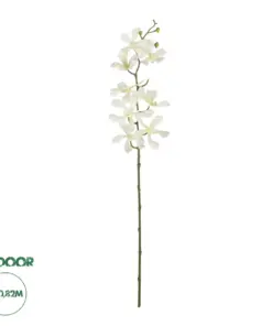 GloboStar® Artificial Garden WHITE VANDA ORCHID BRANCH 21409 Τεχνητό Διακοσμητικό Κλαδί Λευκή Ορχιδέα Y82cm