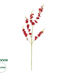 GloboStar® Artificial Garden RED DANCE ORCHID BRANCH 21413 Τεχνητό Διακοσμητικό Κλαδί Κόκκινη Ορχιδέα Y90cm
