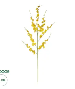 GloboStar® Artificial Garden YELLOW DANCE ORCHID BRANCH 21414 Τεχνητό Διακοσμητικό Κλαδί Κίτρινη Ορχιδέα Y110cm