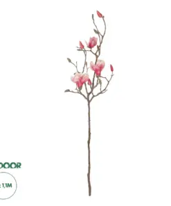 GloboStar® Artificial Garden WHITE - PINK MAGNOLIA 21416 Τεχνητό Διακοσμητικό Κλαδί Ροζ Μανόλια Μ30 x Π13 x Υ110cm