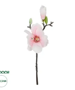 GloboStar® Artificial Garden WHITE PINK MAGNOLIA BRANCH 21417 Τεχνητό Διακοσμητικό Κλαδί Λευκή Ροζ Μανόλια Y36cm