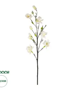 GloboStar® Artificial Garden WHITE YELLOW MAGNOLIA BRANCH 21419 Τεχνητό Διακοσμητικό Κλαδί Λευκή Κίτρινη Μανόλια Y108cm