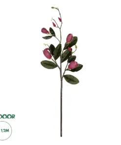 GloboStar® Artificial Garden DARK PING MAGNOLIA BRANCH 21421 Τεχνητό Διακοσμητικό Κλαδί Ροζ Μανόλια Y120cm