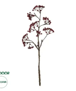 GloboStar® Artificial Garden RED HOLLY BERRIES FRUIT BRANCH 21427 Τεχνητό Διακοσμητικό Κλαδί Κόκκινο Γκί Y86cm