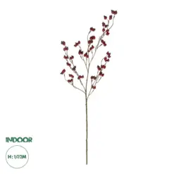 GloboStar® Artificial Garden RED HOLLY BERRIES FRUIT BRANCH 21428 Τεχνητό Διακοσμητικό Κλαδί Κόκκινο Γκί Y102cm