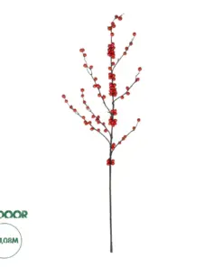 GloboStar® Artificial Garden RED HOLLY BERRIES FRUIT BRANCH 21429 Τεχνητό Διακοσμητικό Κλαδί Κόκκινο Γκί Y108cm