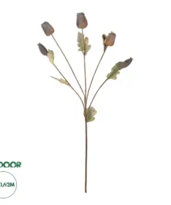 GloboStar® Artificial Garden POPPY FRUIT BRANCH 21432 Τεχνητό Διακοσμητικό Κλαδί Παπαρούνα Y62cm